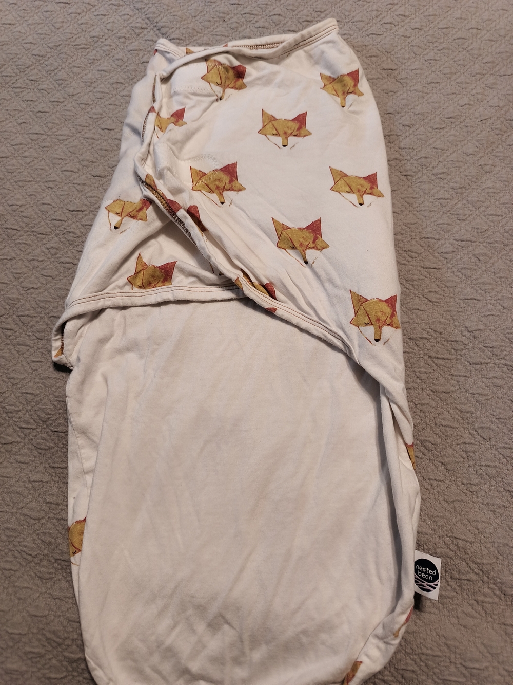 Nested Bean White Fox Print Sleep Sack with Yellow & Orange Accents